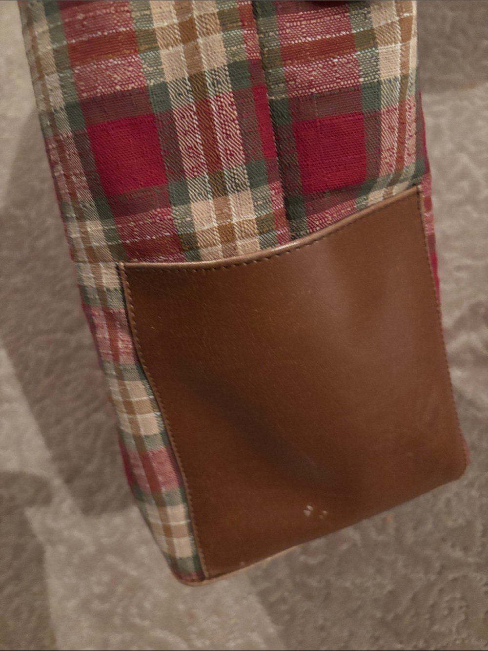 Vtg Longaberger Homestead Red Plaid Canvas Tote Bag Shoulder Purse - Picture 5 of 11